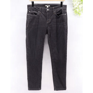 Eileen Fisher Organic Cotton Mid Rise Skinny Jeans Washed Black Gray Sz 8P